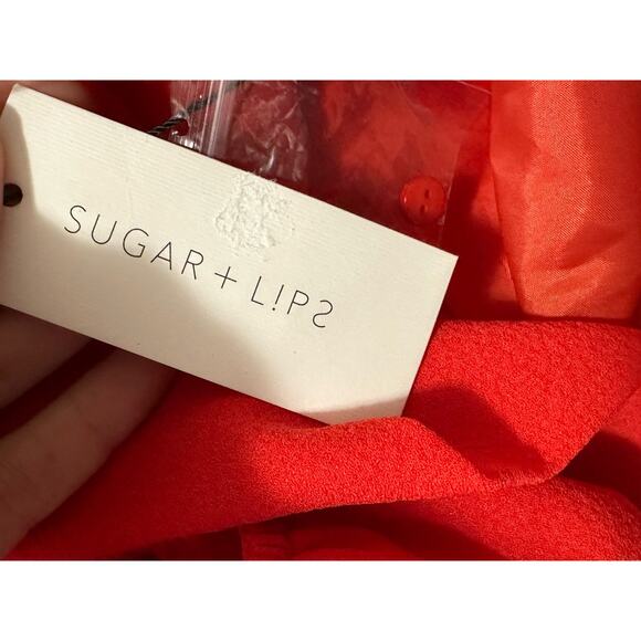 Sugar + Lips red off shoulder mini dress size Small - Picture 7 of 13